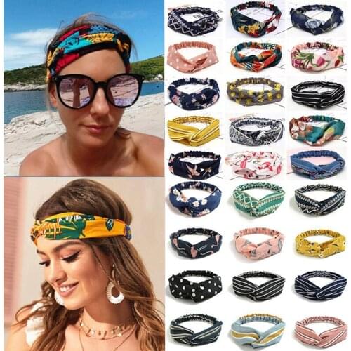 Print Floral Head Bands For Women Bohemia Bow Headband Hair Elastic Turban Headwear Head Wrap Bandanas Girls Accessories Bandage