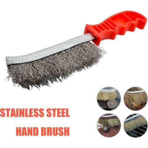 Stainless Steel Wire Brush Rust Cleaner Clear Plastic Handle Car Cleaning Brush Tool For Home Motorcycle Bike