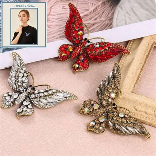 Luxury Crystal Pin For Women Party Banquet Muylinda Butterfly Brooch Big Brooches Rhinestone Pins Clothese Accessories
