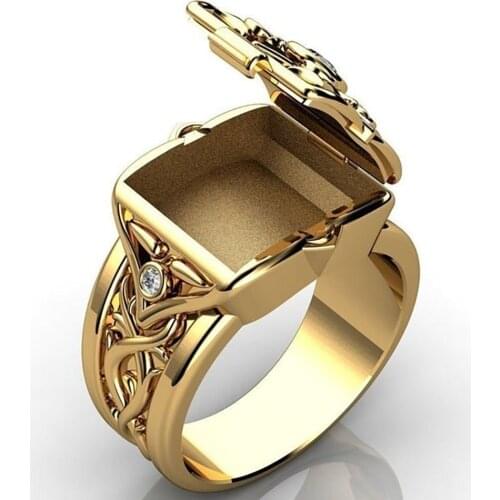 Luxury Mens Fashion Wedding Band Gold ColorZircon Ring Classic Originality Secret Small Room Ring Unisex Hip Hop Punk Jewelry