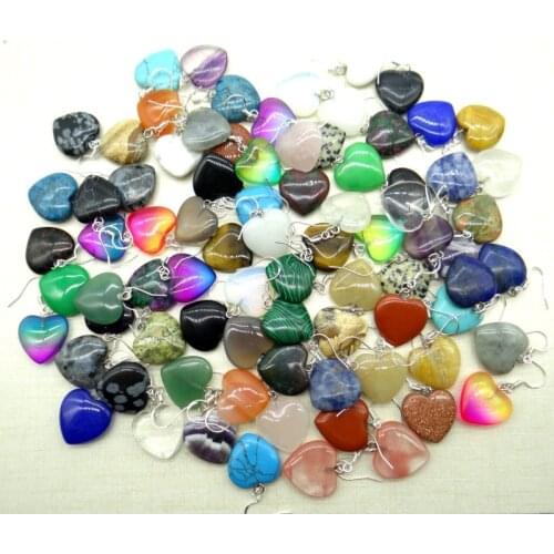 Natural stone Heart-shaped tiger eye Turquoises Quartz crystal charms Earring for diy Jewelry making Earring Pendant Accessories