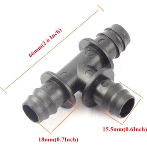 10pcs Plastic Barbed Equal 16mm Pipe Tee Connectors High Quality Durable Plastic Garden Drip Irrigation Water Pipe Connectors