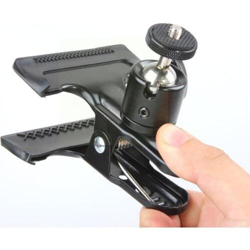 Universal Photography Light Stand Clip Camera Holder with 1/4 Clamp Screw Camera Head Ball Standard Metal Mount For Studio E9S4