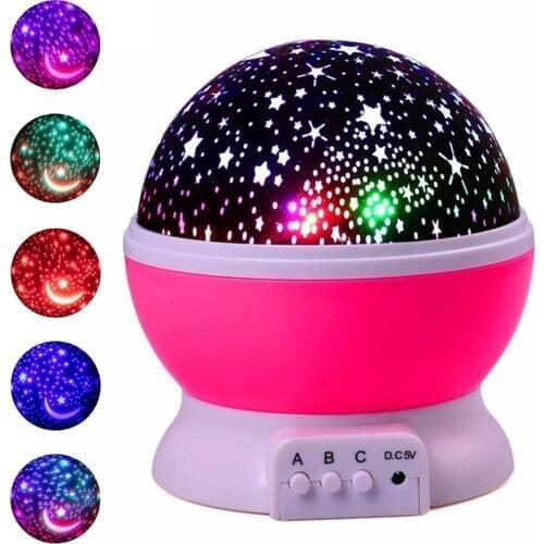 Rotating LED Star Sky Projection Lamp LED Night Light Projector Luminaria Moon Novelty Table Lamp Battery USB Light for Children
