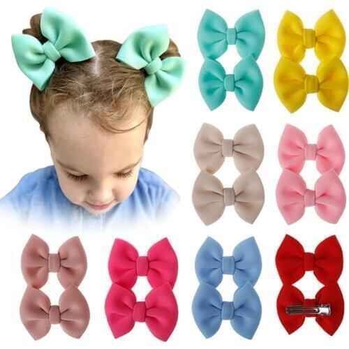 Kids Hair Clip 2Pcs/Set Black Yellow Solid Color Bow Barrettes Girl Baby Ribbon Hairpins 2020 Hot Sale Solid Hair Accessories