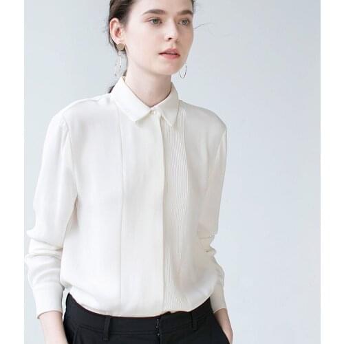 Elegant Office Lady Shirts Womens 2021 Spring Autumn Long Sleeve Folds Pleated Blouse Chic Design Temperament Chiffon Tops Black