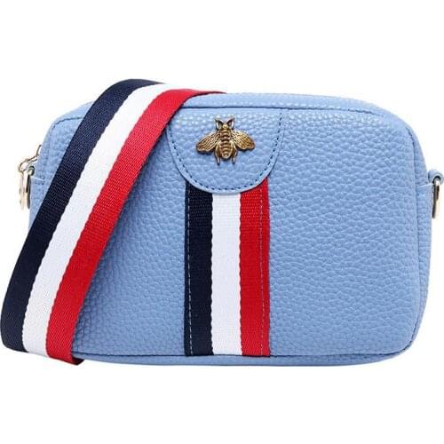 Bee Womens Shoulder/Crossbody Bag Wholesale PU Leather Coin Purse Stripe Zipper Fashion Belt Wholesale 2021 New Style Purse