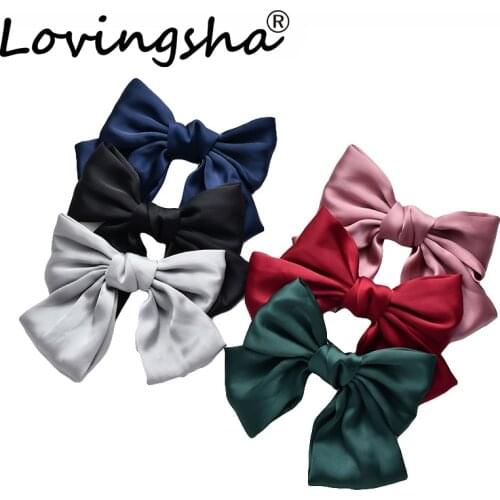 LOVINGSHA Women Hair Bow Ties Hair Clips Bowknot Satin Butterfly Bow Hairpin Girl Hair Accessories for Ladies Hairpins FC135