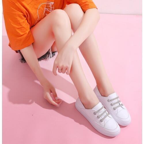 Women White Flats Pu Soft Leather Sneakers comfortable Lace Up Casual Autumn Woman Shoes Flat 2020 Fashion Loafers W33-10