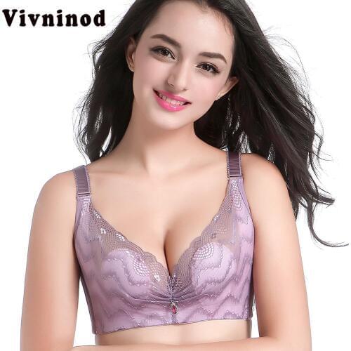 Vivninod thin cup bh push up lace bras brassiere Sequined femme wide strap lolita bra max 95 C bralette wireless women underwear