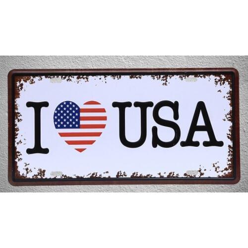 1 pc I love USA America flag New York plaques Tin Plates Signs wall man cave Decoration Metal Art Vintage Poster