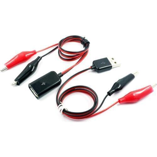 1Pc USB 2.0 Male Female Alligator Clips Crocodile Wire USB Tester Detector DC Voltmeter Ammeter Capacity Power Supply Cable 83XB