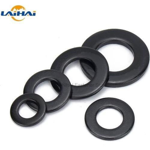 10/100pcs M1.6 M2 M2.5 M3 M3.5 M4 M5 M6 M8 M10 M12 GB97 DIN125 Black 304 Stainless Steel Flat Washer Plain Gasket Pad
