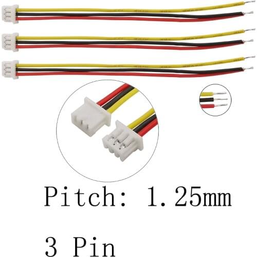 10Pcs/Lot 1.25mm JST 3Pin Connector Pitch 1.25mm 3P JST Single Plug DIY Electronic Wire Cable Adapter Length 10CM 15CM 20CM 30CM