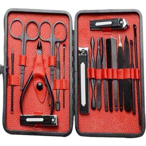 18PCS Nail Clippers Sets Stainless Steel Nail Cutter Pedicure Kit Nail File Nail Scissors Clipper Manicure Kit with Case