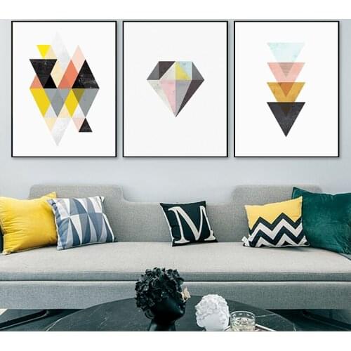 Abstract Line Marble Texture Canvas Painting Geometric Triangle Hexagon Posters Wall Art Pictures Mural For Living Room Bedroom