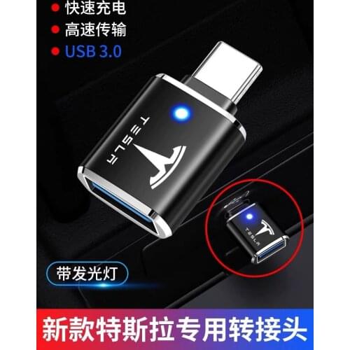 For Tesla model 3 Y S USB C OTG Adapter Fast USB 3.0 to Type C Adapter for MacbookPro Xiaomi Huawei Mini USB Adapter