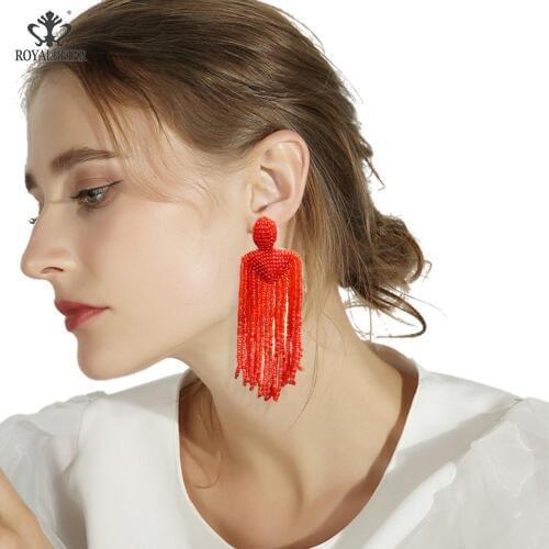 Bohemian Hanging Long Tassel Pendant Earrings Handmade Beads String Wedding Party Earrings Girl Gift Geometry Jewelry