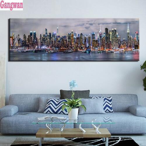Large home decoration diamond painting New York City Night scenery full drill square round 3d embroidery cross stitch mosaic art