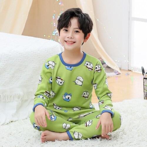 Childrens Pajamas Boys Cartoon Sleepwear Suit Winter Baby Girls Clothes Pants Set Long Sleeve Pyjamas For Kids 3 6 9 12 14Years