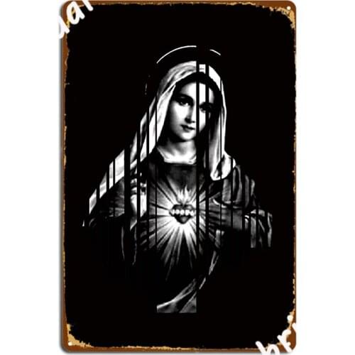 Virgin Mary Heart Metal Sign Cinema Living Room Printing Garage Club Mural Painting Tin Sign Posters