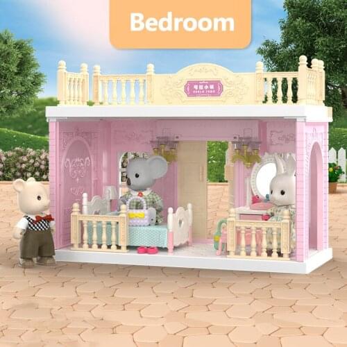 Electric Pretend Play Dollhouse Toys For Children DIY Assemble Buidling Electric Pet Koala Theme Scenes Induction Girls Toys
