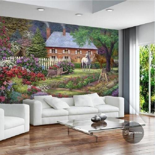 Photo wallpaper custom 3D forest scenery wallpaper bedroom sofa living room non-woven colorful flower wallpaper mural