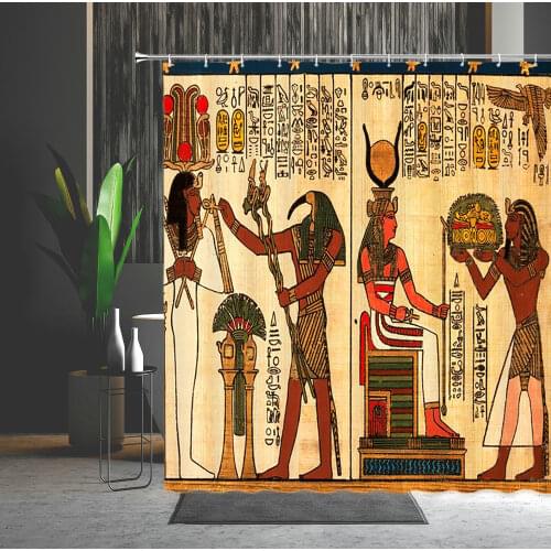 Egypt Shower Curtains Pyramids Pharaoh Sphinx Bathtub Tourist Attraction Partition Home Decoration Bath Curtain With Hooks