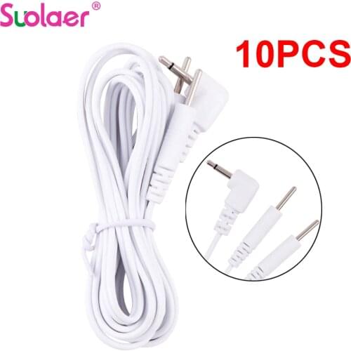 10PCS 2 Pins Head 2mm Plug Type Electrode Cable Line Wire For Tens Acupuncture Electrical Nerve Muscle Stimulator 2way Wholesale