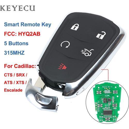 Keyecu HYQ2AB 315MHz Smart Remote Car Key Fob 5 Buttons for Cadillac ATS CTS SRX XTS Escalade 2014 2015 2016 2017