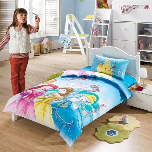 Belle Princess Cinderella Bedding set Twin Size Beauty and the Beast Cotton Quilt Duvet Covers for Girls Kids Bedroom Decor Bed