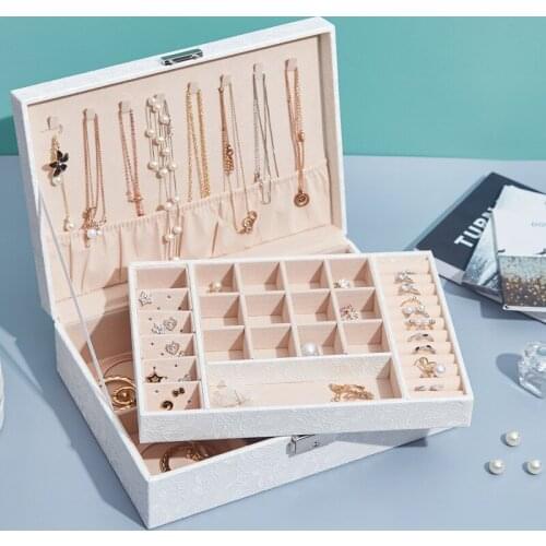 VoltaBox 2021 New Double Layer Large Capacity Jewelry Storage Box Hand Jewelry Box Earrings Earrings Ring Necklace Jewelry Box