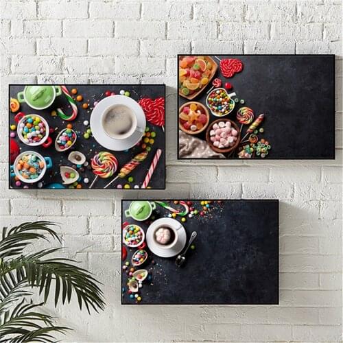 Colorful Sweet Candy Posters and Prints Lollypop Donut Canvas Painting Wall Pictures for Kids Room Dessert Shop Home Decoration