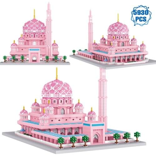 Creative Expert Pink Architecture Model Building Blocks Ideas Famous Mosque Bricks Construction Toys for Girl Birthday Gifts