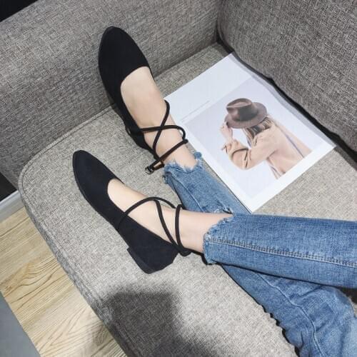 Best selling solid color ladies flat shoes casual wild light and comfortable Pointed Toe Buckle Strap 2020 spring autumn W38-19