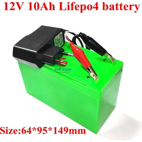 12v Dc Motor Lithium Battery 12v 10ah Lifepo4 Rechargeable Battery Pack with BMS for 12v Medical Device Camera Ebike+1A Charger
