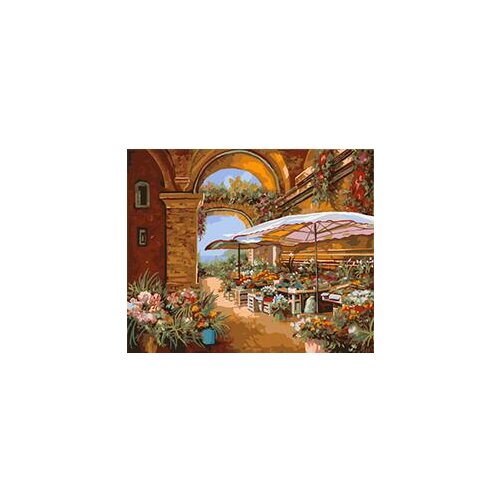MaHuaf-X1126 Flower Market landscape DIY oil painting paint by numbers Hand-painted canvas oil painting for home decor