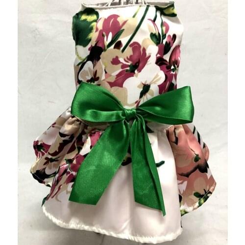 TOMEPETS Puppy cute dog Tutu dress Princess with ribbon in lotus flowers skirt Red/green/white available for small dogs