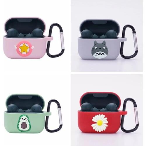 Cute for QCY T10 Case cartoon Avocado / flower Silicone Earphones Cover for QCY T 10 Cover with hook Non-slip Protection Case