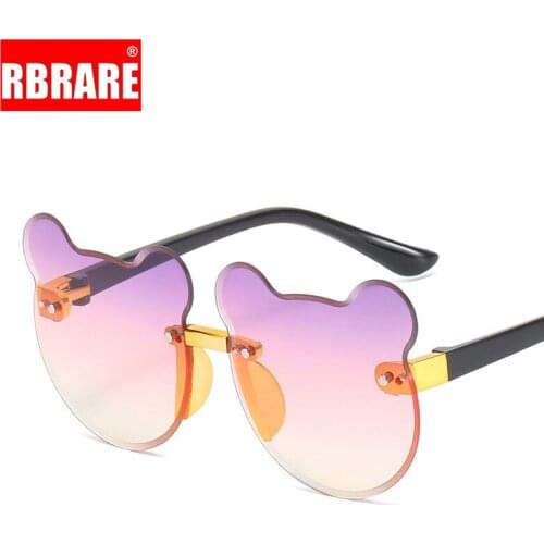 RBRARE Fashion Little Bear Children Sunglasses Baby Colorful Gradient Colors Cute Sunglasses for Boys and Girls Rimless Glasses
