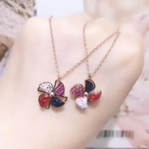 Fashion Jewelry titanium steel necklace, Rose gold spinning windmill titanium steel necklace, Ladys collarbone necklace