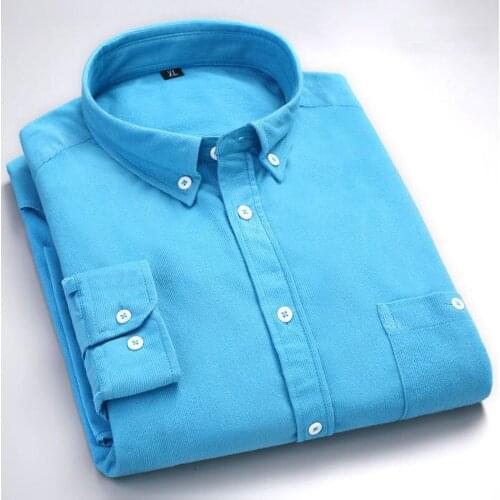 Mens Corduroy Long Sleeve Shirt New Arrivals Cotton Spring Autumn Slim Fit White Blue Black Smart Male Casual Shirt Solid