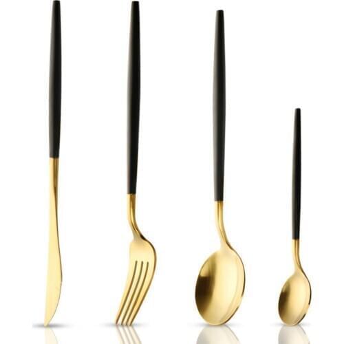 Dinnerware Set Stainless Steel Gold Silver Cutlery Set Knife Fork Set Coffee Teaspoon Tableware Flatware Kitchen Dropshipping