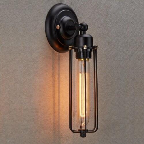 New Modern Wall Sconce Light Retro Industrial Edison Vintage Mini Black Long Wire Cage 1-light Wall Sconce Home Lighting B116