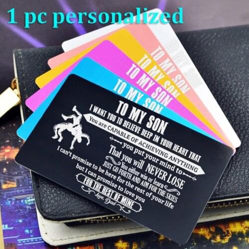 Personalized Metal Wallet Card Insert Custom Laser Engraved Message Card Romantic Gift Family Love Greeting Card KP049