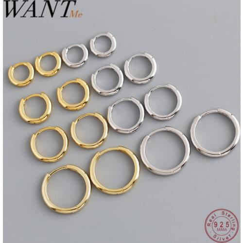 WANTME Real 925 Sterling Silver Minimalist Bohemian Round Ear Buckle for Women Punk Unisex Rock Hoop Earring Jewelry Accessories