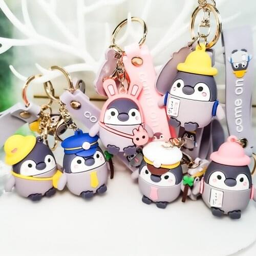 Japanese Cartoon Couple Creative Doll Key Chain Anime Cute and Cute Penguin Car Key Pendant Backpack Mobile Phone Key Chain
