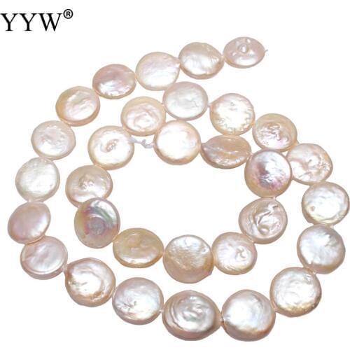 Cultured Coin Freshwater Pearl Beads Flat Round natural white 12-13mm Sold Per Approx 15 Inch Strand Pearl slice