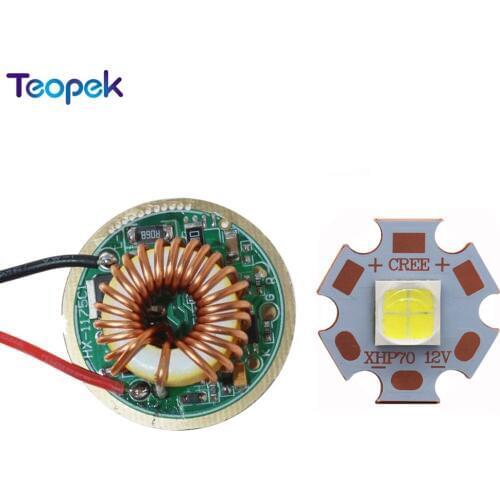 1 set Cree XHP70 White 6500K 32w Led Emitter Lamp Light 6v 16MM 20MM Copper PCB Up to 4022lm + XHP70 32MM LED Driver Board