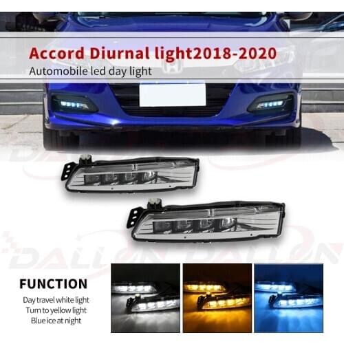 1set LED fog light day for Honda Accord 2018 2019 2020 car accessories with turn signals blue light